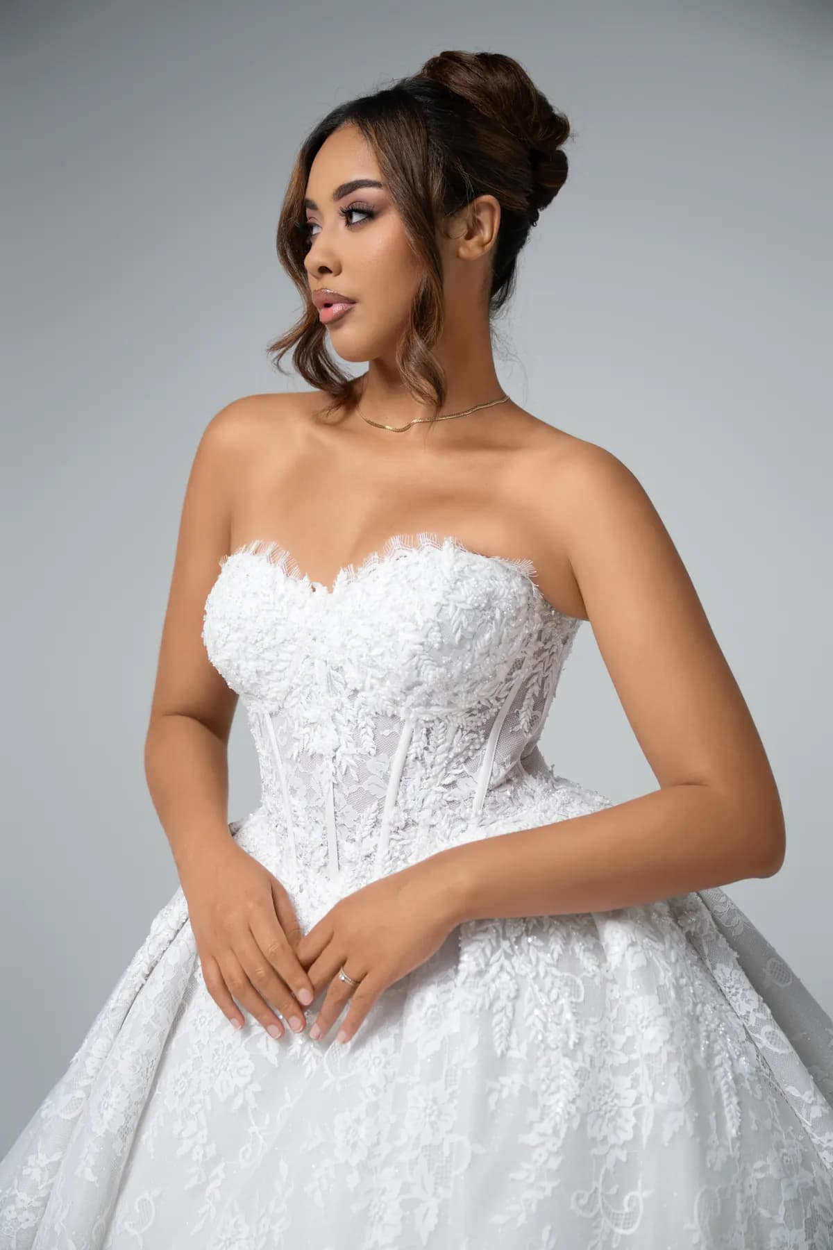 Portrait en robe princesse corset
